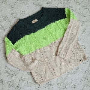 Hollister Colorblock Cable Knit Sweater